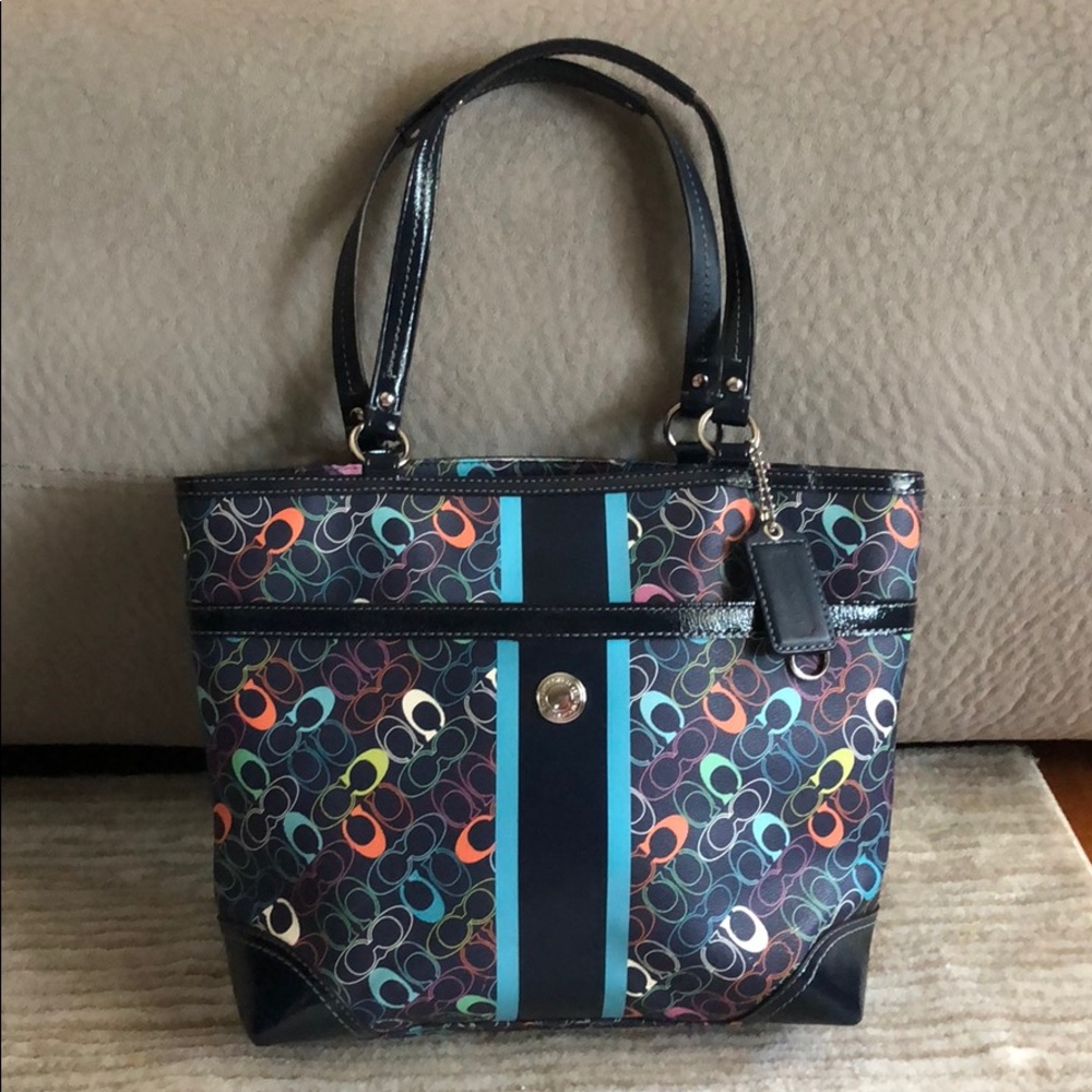 Authentic Coach Purse - Navy Blue w/ Multi color